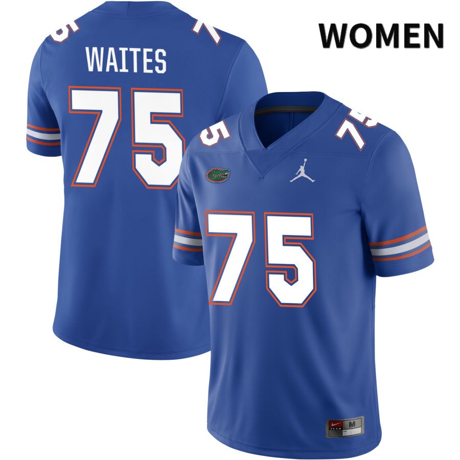 NCAA Florida Gators Kamryn Waites Women's #75 Jordan Brand Royal 2022 NIL Stitched Authentic College Football Jersey EOK0864LW